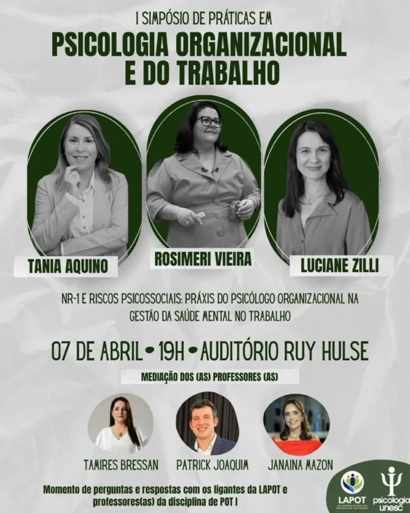 I Simpósio de práticas em Psicologia Organizacional e do Trabalho