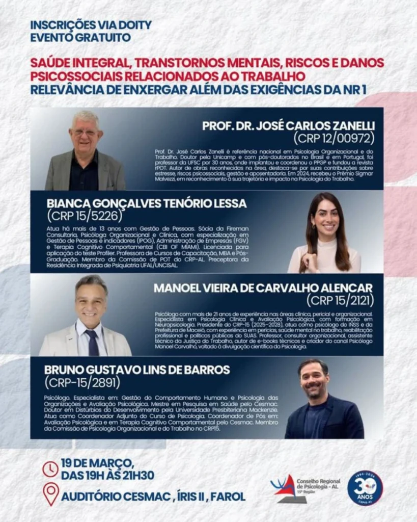 Saúde integral, transtornos mentais, riscos e danos psicossociais relacionados ao trabalho